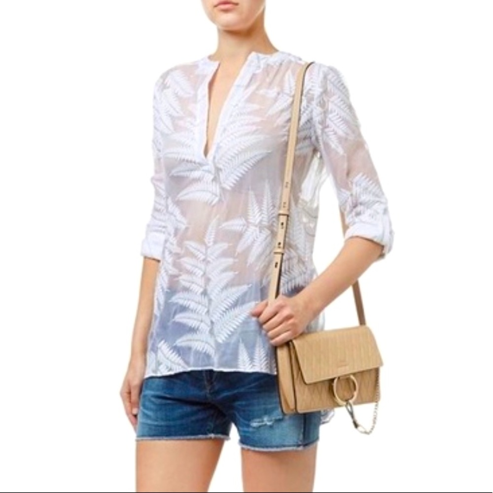 Alice + Olivia Silk 
Sheer Embroidered Blouse